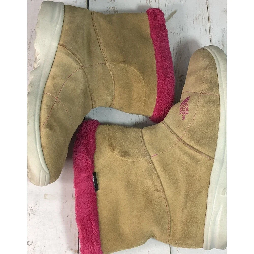 The North Face Girls Suede Waterproof Boots Chestnut Hot Pink Size 5